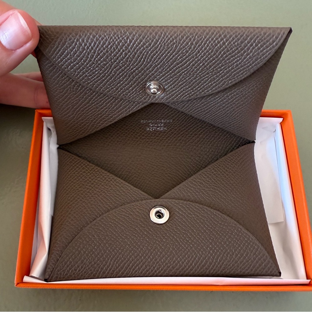Hermes Brown Leather Envelope Wallet - Picture 4 of 5